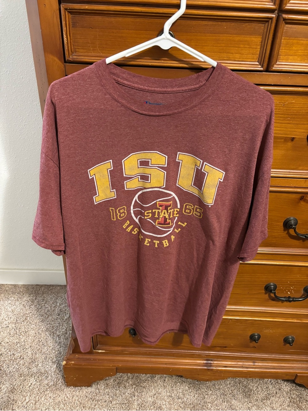 Champion Maroon ISU Logo Short Sleeve Tee